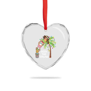 Xmas In Hawaii Heart Crystal Glass Ornament Deck The Palms Santa Hula Girl Tiki TS11 Print Your Wear