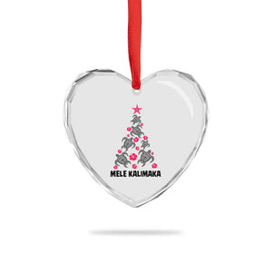 Xmas In Hawaii Heart Crystal Glass Ornament Mele Kalikimaka Kakau Tattoo Turtle Tree TS11 Print Your Wear