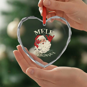 Xmas In Hawaii Heart Crystal Glass Ornament Mele Kalikimaka Retro Santa Shaka Aloha TS11 Print Your Wear