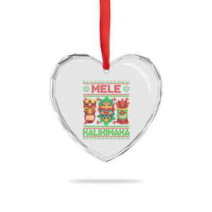 Xmas In Hawaii Heart Crystal Glass Ornament Mele Kalikimaka Ugly Tikis Kakau Tattoo TS11 Print Your Wear
