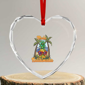 Xmas In Hawaii Heart Crystal Glass Ornament Mele Kalikimaka Xmas Light Pineapple TS09 Transparent Glass 3'' Heart Print Your Wear