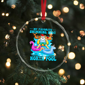 Xmas In July Relaxing Santa Crystal Glass Ornament My Favorite Swimming Spot Is The North Pole TS02 Print Your Wear