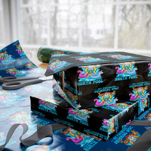 Xmas In July Relaxing Santa Wrapping Paper Roll My Favorite Swimming Spot Is The North Pole TS02 Black Print Your Wear