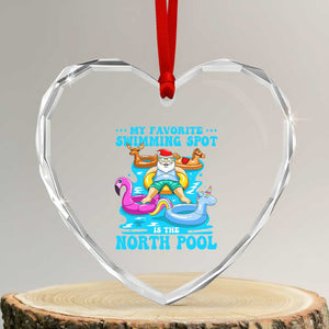 Xmas In July Relaxing Santa Heart Crystal Glass Ornament My Favorite Swimming Spot Is The North Pole TS02 Transparent Glass 3'' Heart Print Your Wear