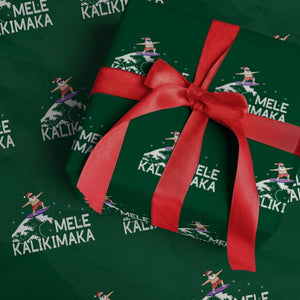 Xmas In July Surfing Santa Wrapping Paper Roll Mele Kalikimaka Summer Beach Hawaii TS10 Green Print Your Wear