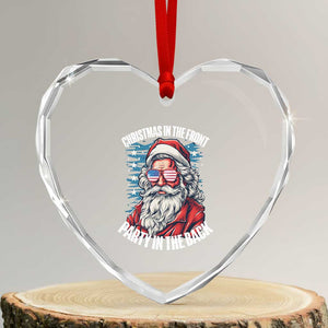 Xmas in the Front Party in the Back USA Patriotic Santa Heart Crystal Glass Ornament TS09 Transparent Glass 3'' Heart Print Your Wear