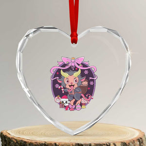 Xmas Kawaii Pastel Krampus Heart Crystal Glass Ornament TS09 Transparent Glass 3'' Heart Print Your Wear