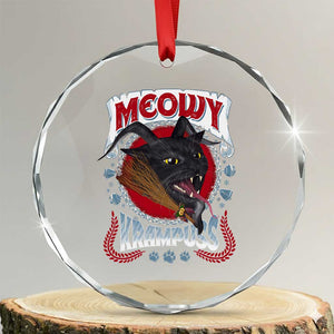 Xmas Krampus Cat Crystal Glass Ornament Meowy Krampuss Black Cat TS09 Transparent Glass 3'' Circle Print Your Wear