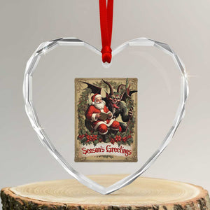 Xmas Krampus Heart Crystal Glass Ornament Season Greeting Vintage Tarot Card TS09 Transparent Glass 3'' Heart Print Your Wear