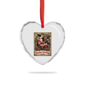 Xmas Krampus Heart Crystal Glass Ornament Season Greeting Vintage Tarot Card TS09 Print Your Wear