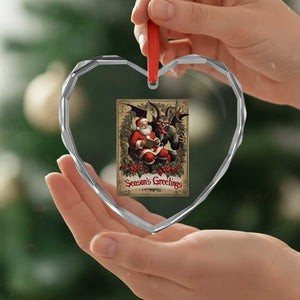 Xmas Krampus Heart Crystal Glass Ornament Season Greeting Vintage Tarot Card TS09 Print Your Wear