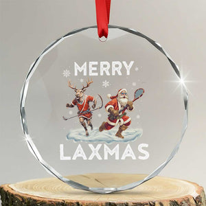 Xmas Lacrosse Crystal Glass Ornament Merry LAXMAS Santa Reindeer Lacrosse Player TS09 Transparent Glass 3'' Circle Print Your Wear