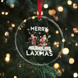 Xmas Lacrosse Crystal Glass Ornament Merry LAXMAS Santa Reindeer Lacrosse Player TS09 Print Your Wear