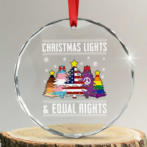 Xmas Lights Equal Rights Ugly Sweater Activism Gift Crystal Glass Ornament TS12 Transparent Glass 3'' Circle Print Your Wear