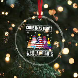 Xmas Lights Equal Rights Ugly Sweater Activism Gift Crystal Glass Ornament TS12 Print Your Wear