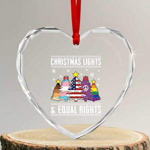 Xmas Lights Equal Rights Ugly Sweater Activism Gift Heart Crystal Glass Ornament TS12 Transparent Glass 3'' Heart Print Your Wear