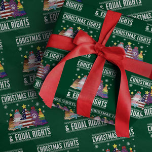 Xmas Lights Equal Rights Ugly Sweater Activism Gift Wrapping Paper Roll TS12 Green Print Your Wear