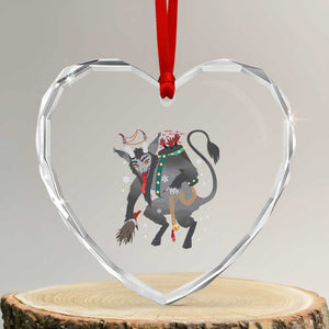 Xmas Merry Krampus Heart Crystal Glass Ornament Naughty Horror Evil Xmas Psychobilly TS02 Transparent Glass 3'' Heart Print Your Wear
