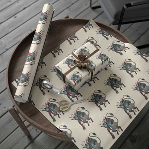 Xmas Merry Krampus Wrapping Paper Roll Naughty Horror Evil Xmas Psychobilly TS02 Beige Print Your Wear