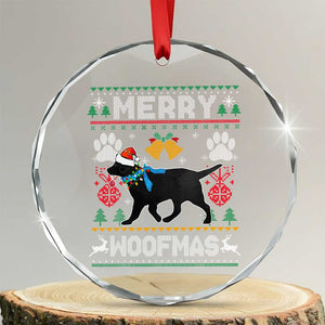 Xmas Merry Woofmas Black Lab Dog Lover Crystal Glass Ornament TS09 Transparent Glass 3'' Circle Print Your Wear