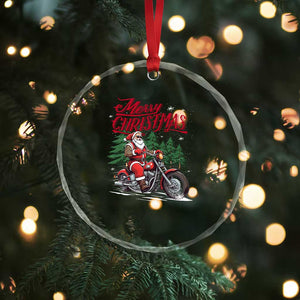Xmas Motorcycle Santa Crystal Glass Ornament Funny Motorbike Rider Grandpa Merry Xmas TS10 Print Your Wear