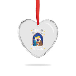 Xmas Nativity Heart Crystal Glass Ornament Jesus Is The Reason For The Season TS09 Print Your Wear