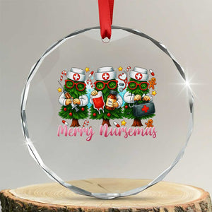 Xmas Nurse Crystal Glass Ornament Funny Merry Nursemas Pine Tree TS12 Transparent Glass 3'' Circle Print Your Wear