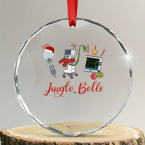 Xmas Nurse Crystal Glass Ornament Jingle Bells Telemetry Respiratory Therapist TS09 Transparent Glass 3'' Circle Print Your Wear
