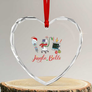 Xmas Nurse Heart Crystal Glass Ornament Jingle Bells Telemetry Respiratory Therapist TS09 Transparent Glass 3'' Heart Print Your Wear