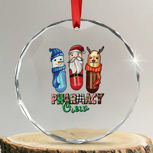 Xmas Pharmacist Crystal Glass Ornament Snowman Reindeer Santa Pharmacy Crew TS09 Transparent Glass 3'' Circle Print Your Wear