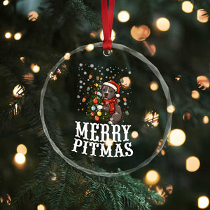 Xmas Pitbull Crystal Glass Ornament Funny Merry Pitmas Tree Hug TS12 Print Your Wear