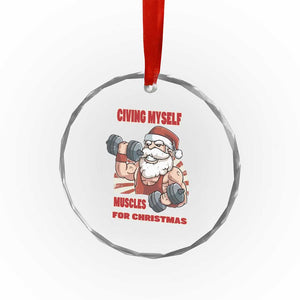 Xmas Santa Gymer Crystal Glass Ornament Civing Muscles Santa Weightlifting TS09 Print Your Wear
