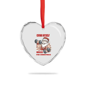 Xmas Santa Gymer Heart Crystal Glass Ornament Civing Muscles Santa Weightlifting TS09 Print Your Wear
