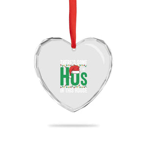 Xmas Santa Ho Ho Ho Heart Crystal Glass Ornament There's Some Hos In This House TS02 Print Your Wear