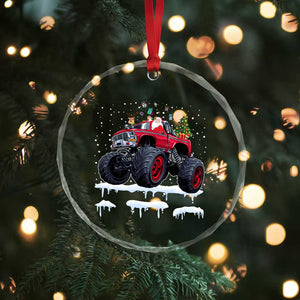 Xmas Santa Monster Truck Crystal Glass Ornament American Offroad Xmas Boys Kids Toddler Youth TS10 Print Your Wear