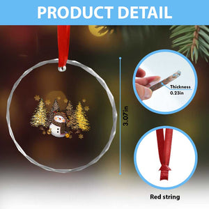 Xmas Snowman Crystal Glass Ornament Cute Winter Leopard Xmas Tree Farm TS10 Print Your Wear