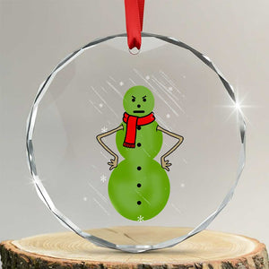 Xmas Snowman Crystal Glass Ornament Funny Angry Snowmen TS12 Transparent Glass 3'' Circle Print Your Wear