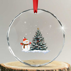 Xmas Snowman Crystal Glass Ornament Funny Snowmen With Christmas Tree TS12 Transparent Glass 3'' Circle Print Your Wear