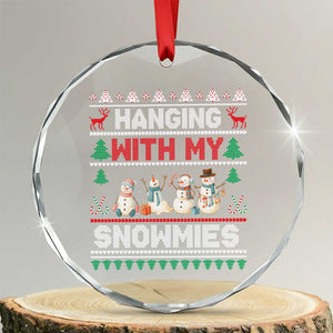 Xmas Snowman Crystal Glass Ornament Hanging With My Snowmies Merry Xmas TS12 Transparent Glass 3'' Circle Print Your Wear