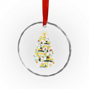 Xmas Tree Construction Excavator Crystal Glass Ornament TS09 Print Your Wear