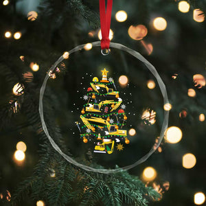 Xmas Tree Construction Excavator Crystal Glass Ornament TS09 Print Your Wear