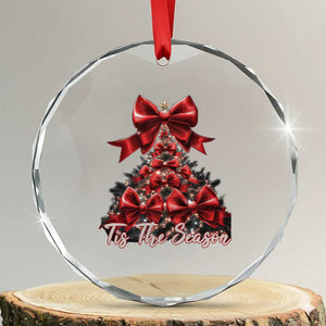 Xmas Tree Coquette Tis The Season Crystal Glass Ornament TS09 Transparent Glass 3'' Circle Print Your Wear