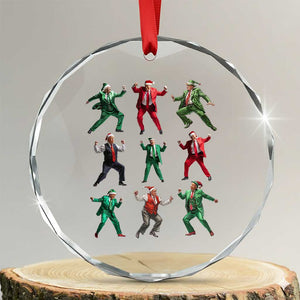 Xmas Trump Dance Crystal Glass Ornament Viral President Dancing Retro Vintage TS02 Transparent Glass 3'' Circle Print Your Wear