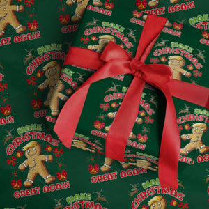 Xmas Trump Gingerbread Wrapping Paper Roll Make Xmas Great Again Funny Cookies TS02 Green Print Your Wear