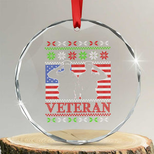 Xmas Veteran Crystal Glass Ornament Soldier America Flag Patriotic TS09 Transparent Glass 3'' Circle Print Your Wear