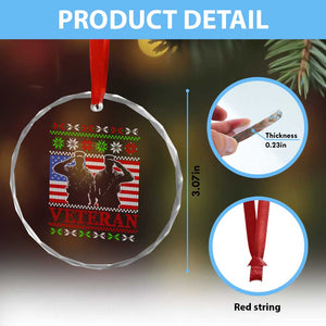 Xmas Veteran Crystal Glass Ornament Soldier America Flag Patriotic TS09 Print Your Wear