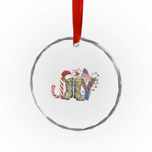 Xmas Veterans Crystal Glass Ornament Joy Candy Cane American Flag TS11 Print Your Wear