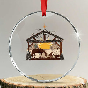 Xmas Western Crystal Glass Ornament True Story Jesus Cowboy Nativity Scene TS11 Transparent Glass 3'' Circle Print Your Wear