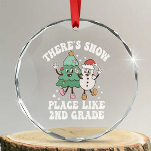 XmasTeacher Crystal Glass Ornament Theres Snow Place Like 2nd Grade Merry Xmas Retro Groovy TS02 Transparent Glass 3'' Circle Print Your Wear