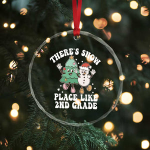 XmasTeacher Crystal Glass Ornament Theres Snow Place Like 2nd Grade Merry Xmas Retro Groovy TS02 Print Your Wear